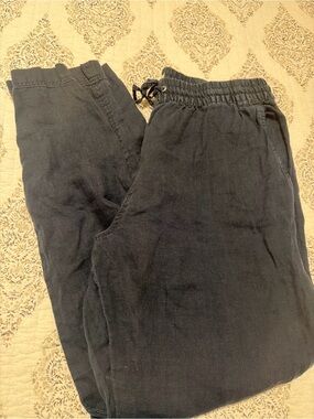 Women’s NavyDrawstring Linen-Blend Pants